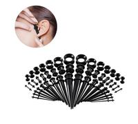 HONITANO 50 piezas Unidades Kit de Expansores de Oreja Acrílicos Cónicos Negros Unisex para Piercing Tapones de Oreja Cómodos y Ligeros para Uso Diario