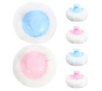 HONITANO 6 Borlas Suaves para Polvos de, Aplicador de Talco Corporal Hipoalergénico, Almohadillas de Maquillaje Lavables en Colores Azul Claro y Rosa, Kit de 6 Piezas para