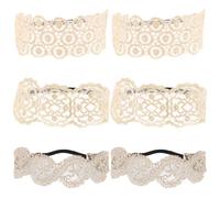 HONITANO 6 diademas anchas de encaje: diadema elástica de encaje vintage hecha a mano - Accesorios bohemios para el cabello para mujer