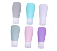 HONITANO 6 piezas Botellas de Silicona para Cosméticos de Diseño Sectorial Envases de Viaje Portátiles y Resistentes Fugas Colores Surtidos Rosa Gris Púrpura Azul Verde Grisáceo