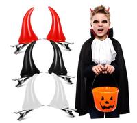 HONITANO 6 Piezas Horquillas Demonio Halloween Resistentes de Resina con Clip Accesorios de Fiesta para Mujer Diseño Divertido y Elegante Negro Blanco y Rojo