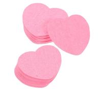 HONITANO 60 Piezas Puff De Compresión Esponjas Faciales Para Lavarse La Cara Esponja Para La Cara Esponjas En Forma De Corazón Almohadilla Pulpa De Madera De Algodón Rosa