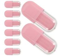 HONITANO 8 Piezas Ovalados Rellenable de Brillo Labial de 3 Ml, Envases Plásticos con Aplicador, Color Rosa, Kit Portátil para Bálsamo Labial de Viaje, Envases Pequeños y Prácticos para