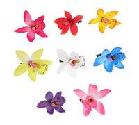 HONITANO 8 piezas Pinzas para Cabello con Flores de Orquídea Artificiales de Clips Alligator Hawaiano Accesorios para Bodas Fiestas y Niñas