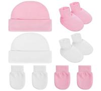 HONITANO Accesorios para recién Nacido 2 Sets de Gorros, Manoplas y Patucos en algodón Transpirable, única 0-12, para bebés niñas y