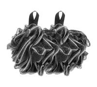 HONITANO Bola de Baño Grande Negra de Fibra de Carbón de Bambú 2 Unidades Esponja Exfoliante Corporal de Malla para Ducha Limpieza Profunda y Suavizante de Piel Uso para Adultos