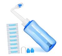 HONITANO Botella para Enjuague Nasal de 500ml con Sistema de Riego y Paquete de Sal, Material Plástico, Boquilla Inclinada para Lavado Nasal Adulto