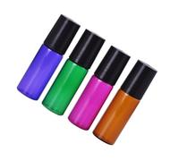 HONITANO Botellas de Vidrio Roll-on 5 Ml a Prueba de Fugas 4 Unidades Compactas para Aceites Esenciales y Loción Recargables para Viajes y Uso Exterior Color Aleatorio