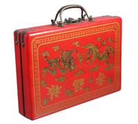 HONITANO Caja de Mahjong de Madera Retro con Gran Capacidad y Elegante Almacenamiento de Fichas y