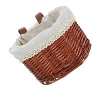 HONITANO Cesta de Bicicleta Cesta Delantera Vintage de Mimbre Marrón Tejida Fuerte y Resistente Diseño Elegante Adecuado para Comprar Frutas y Verduras