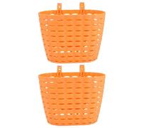 HONITANO Cesta de Plástico para Bicicleta Infantil 2 Piezas Naranja sin Adhesivo Cesta Delantera de Almacenamiento Práctica para Actividades al Aire Libre