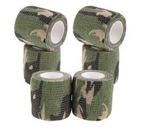 HONITANO Cinta de Camuflaje para Exteriores Elástica Residuos, 6 Rollos para Envoltura de Equipo en Senderismo y Ciclismo, Resistente Intemperie, Color Selva, Adhesiva Pero