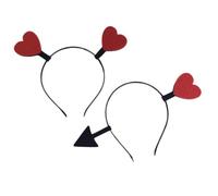 HONITANO Diadema de Corazón para San Valentín 2 Piezas Accesorio Cabello Femenino Diseño Adorable en Color Rojo Adecuado para Fiestas Cumpleaños y Obsequio Romántico