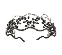 HONITANO Diadema de Cristal Cuentas y Gemas de Imitación Negras Aro Cabello de Novia Accesorios para Boda y Fiesta Diseño Elegante y Brillante para Mujer Tocado para Ocasiones