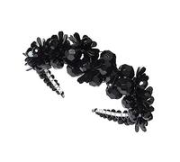 HONITANO Diadema De Mujer Lentejuelas y Cristales 1 Unidad Tamaño Único Para Bodas y Fotografías, Accesorio Práctico De Suministro De Cabello Negro Brillo Manual