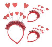 HONITANO Diadema de San Valentín 3 Piezas Corazones Rojos y Purpurina, Accesorios Cabello para Fiestas, Cumpleaños y Decoraciones Temáticas, Banda Cómoda y Atractiva Adultos