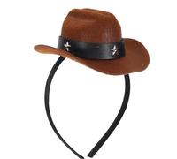 HONITANO Diadema Sombrero de Copa Mini Vintage de 135 CM Marrón Banda y Diadema de Plástico Accesorio Temático para Fiestas Carnaval y Disfraces de Cumpleaños