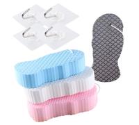 HONITANO Esponjas de Baño para Niña Suaves y Resistentes con Ganchos Colgantes Esponjas para Higiene y Limpieza Profunda del Cuerpo del Niña Casa Colores Gris Azul y Rosa