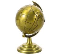 HONITANO Globo Terráqueo Mini Vintage de Metal Función Giratoria Decoración de Escritorio para Oficina en Color Verde Pátina Adorno Retro Compacto para Mesa y Estantería