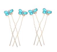 HONITANO Horquillas Cabello Gemas de Imitación 4 Pcs Tamaño Pequeño Accesorios para Pelo Boda Mujer Dama de Honor Uso Nupcial Azul
