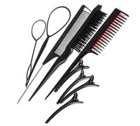 HONITANO Juego de Peines Cabello Negro 9 Piezas Peine Púa de Metal Set Profesional de Herramientas de Peinado para Uso Diario y Peluquería
