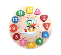 HONITANO Juego de Rompecabezas Educativo de Madera Bloques Digitales, Reloj Didáctico de Formas, Juguete de Iniciación para Desarrollo Cognitivo y Habilidades Motoras, Portátil