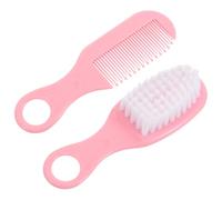 HONITANO Kit de Cepillo y Peine para Ñiño Recién Nacido, Cepillo Antiestático y Peine Masajeador de Pp y Tpe, Cuidado Delicado del Cuero Cabelludo, Color Rosa, Adecuado para Higiene