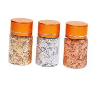 HONITANO Kit De Frascos De Láminas Metálicas Para Manicura Doradas y Plateadas Fragmentos Para Arte De Uñas Diy Accesorios Prácticos y Reutilizables Para Decoración Profesional y Uso Casa