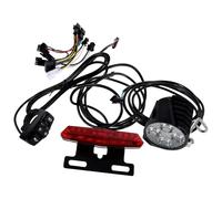 HONITANO Kit Luces Bicicleta Eléctrica LED con Luz Delantera, Luz Trasera, Freno y Botón Interruptor Bocina para Scooter y Motocicleta, Señal Intermitente Manillar, Accesorio Ciclismo