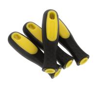 HONITANO Mango de Lima Resistente de Plástico Antideslizante 8 Pulgadas Bicolor Negro y Amarillo, 4 Piezas Ergonómico para Escofinas Planas, Semicirculares y Triangulares, Herramienta