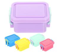 HONITANO Mini Caja de Almacenamiento para Casa de Muñecas 5 Piezas de Plástico con Tapa en Colores Rosa Amarillo Azul Morado Claro y Verde Claro Contenedores Pequeños para Organizar