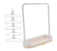 HONITANO Mini Perchero para Muñecas Estante y 6 Mini Perchas De Metal, Accesorios para Niñas, Tamaño Pequeño, Adecuado para Almacenamiento y Exhibición De Ropa De Muñecas, Set 1 Unidad