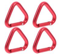 HONITANO Mosquetones Triangulares Grandes de Escalada 4 Piezas Color Rojo Clips Metálicos Resistentes para Senderismo Camping y Montaña Hebillas Compactas para Llaveros y Mochilas