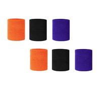 HONITANO Muñequeras Deportivas Transpirables de Algodón y Látex Elástico Talla Única Colores Surtidos Negro Azul Naranja 6 Piezas para Protección y Soporte en Fitness Baloncesto y