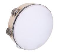 HONITANO Pandereta Infantil con Marco de Madera Natural y Doble de Sonajas Metálicas Instrumento de Percusión Manual para Clases y Celebraciones Navideñas