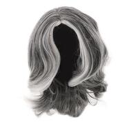 HONITANO Peluca De Anciana Rizada Gris y Blanca, 1 Unidad, Corta y Media, Sintética Transpirable, Para Mujeres Mayores, Cosplay y Fiestas De Disfraces