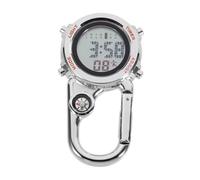 HONITANO Reloj de Bolsillo con Mosquetón de Metal Resistente y Sumergible Multifuncional para Escalada y Camping Diseño Práctico y Duradero Plata con Números Naranja