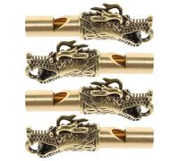 HONITANO Silbato de Emergencia Portátil de Latón Diseño Cabeza de Dragón, Llavero 4 Piezas para Senderismo, Camping y Actividades al Aire Libre, Silbato Decorativo y Funcional