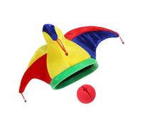 HONITANO Sombrero de Disfraz de Payaso con Campanas para Carnaval y Fiestas, Gorro Puntiagudo con Nariz de Espuma, Accesorio Divertido para Cosplay y Mascarada, Decorativo y Transpirable