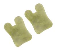 HONITANO Tablero de Gua Sha de Jade Verde 2piezas para Masaje Facial Superficie Lisa y Resistente, Herramienta de Masaje Adecuado para Cuidado Piel