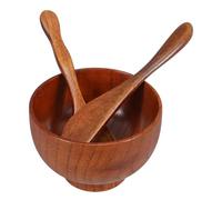HONITANO Tazón de Madera Natural para Mezclar Faciales con Espátula y Cuchara Kit de Cuidado Facial Sostenible para Rituales de Belleza Casa y Spa