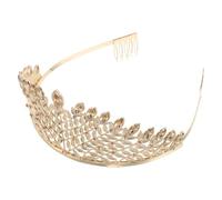 HONITANO Tiara de Reina para Novia en Tono Champán, Diadema de Aleación Cristales de Estrás, Diseño Grande y Ligero, Accesorio Elegante para Boda y Eventos Obsequios