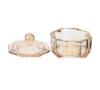 HONITANO Vaso de Manicura de Vidrio Tapa Copa de Cristal para Decoración de Uñas Cuenco Decorativo para Uñas Acrílicas Tamaño Compacto Color Ámbar Champán Profesional y Personal