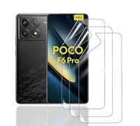 HonJenSeoa Protector de Pantalla para Xiaomi Poco F6 Pro, 3 Piezas Película Protectora de Hidrogel Flexible de TPU Anti-Graffio Reparar Automáticamente Sin Burbujas Anti-Huellas