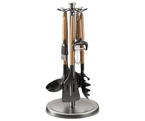 HonJiekomy Soporte para utensilios de cocina, con 8 ganchos, soporte para cubiertos de rotación de 360 grados, para barra de agitación, hogar, restaurante, granja, escritorio, cajón, gabinete del
