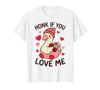 Honk Si Me Amas Lindo Ganso San Valentín Ilustración Kawaii Camiseta