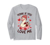Honk Si Me Amas Lindo Ganso San Valentín Ilustración Kawaii Manga Larga