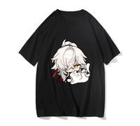 Honkai Star Rail Jing Yuan T-Shirts Men Stroke A Cat Cartoon Streetwear Tshirts QQcharacter T Shirts MiHoYo Game Black XXL