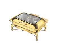 HONKERW brasero Fondue Chafing Dish Buffet Set Stainless Steel Flip Cover Chafer with Viewing Lid & Removable Base Buffet Servers bandejas