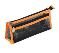 HONKERW Estuche pequeño Estuche de Malla con asa y Cremallera for lápices, Bolsa de Maquillaje de Viaje, Transparente, Organizador de papelería, for la Escuela y la Oficina. Estuches(Noir)